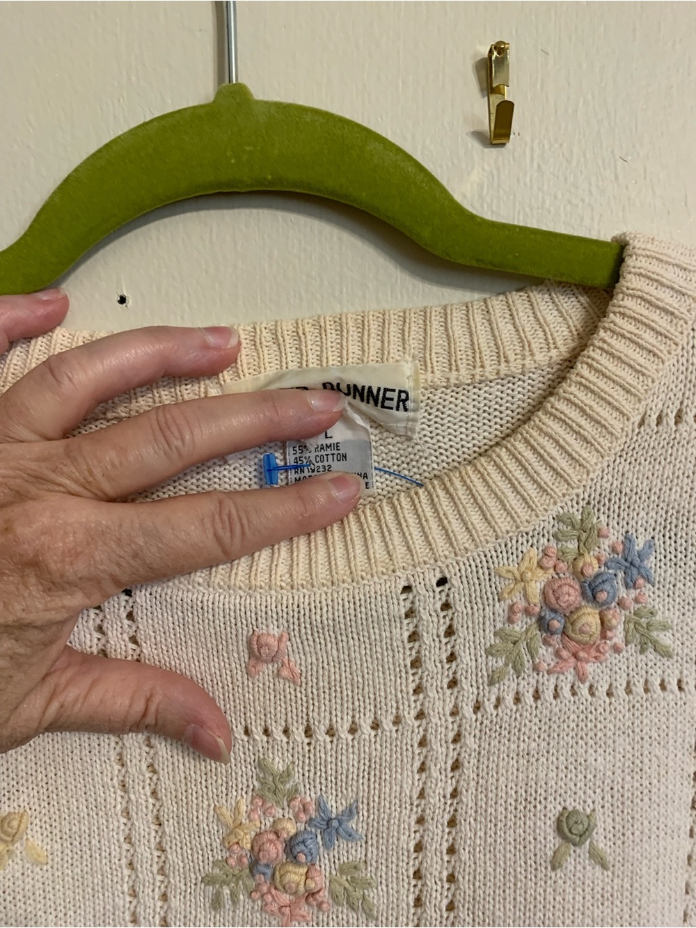 Alfred Dunner Cream Sweater with Pastel Floral Embroidery - Picture 2 of 4